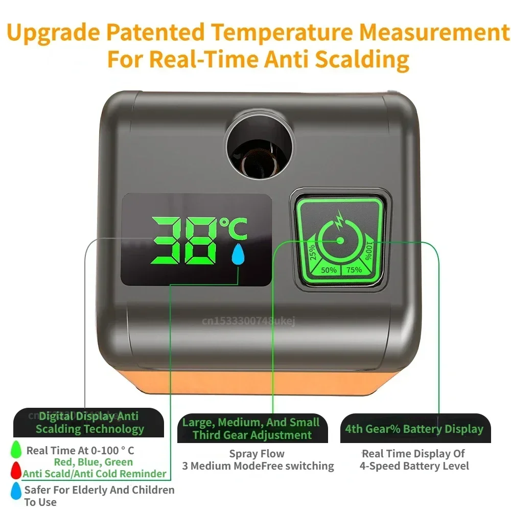 Portable Electric Shower Pump Outdoor Camping Shower Portable Electric Shower Pump IPX7 Waterproof with Digital Display for Camping Travel Beach Dormitory