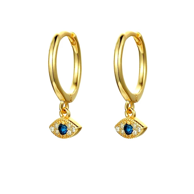 A Pair 925 Silve Gold Color Copper Colorful Rainbow Hoops Earring For Women Demon Eye Gift Smile Face Jewelry Crown Earrings W0014-Y