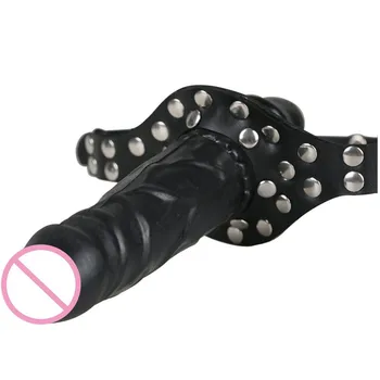 Ride Me Double-ended Dildo Gag with Leather Strap for Women Men Gay Bdsm Bondage Masturbation Stimulation Head Strapon Sex Toys 3