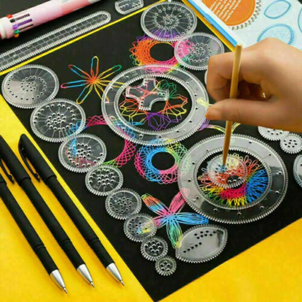 28 Pz/Set Spirograph Drawing Stencil Spiral Pattern Righello Set Da Disegno Educativo Set Di Pittura Educativa Creativa