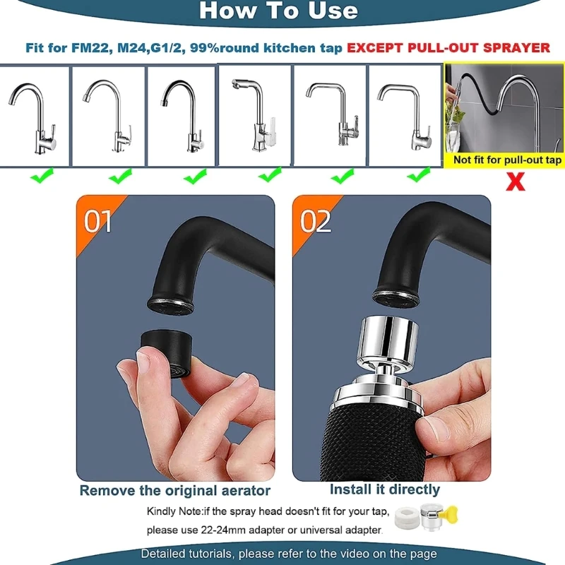 New Faucet Sprayer 360&deg; Flexible Sink Faucet Tap Nozzles Extension Adapter