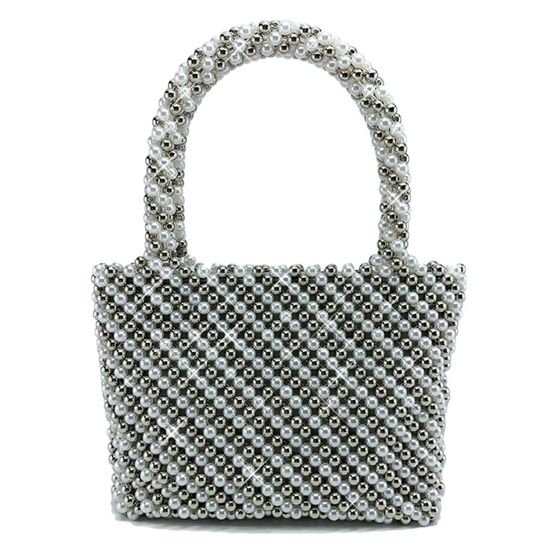 

Luxury Texture Pearl Bead Splicing Banquet Handbags for Women 2024 New Ins High-end Lining Zipper Fashion Custom Women's Bag