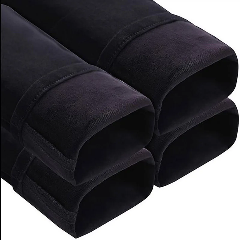 Hot Style 2022 Autumn Winter Thicken Fleece Leg Pants Jeans Hip Hop Men' S Black Cowboy Teenagers Elastic Youth Men's Trousers