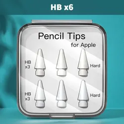 Enhanced Apple Pencil Accessories Kit: Nibs, Tips, and Protective Case for Soft and Hard Writing Experiences (HB x6)