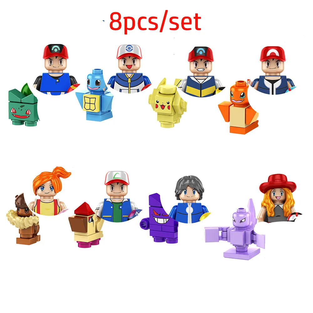 

NEW Pokémon Ash Ketchum Pikachu Mewtwo DIY Mini 3D Model Building Blocks Assembly Toys Children's Birthday Gifts Boys and Girls