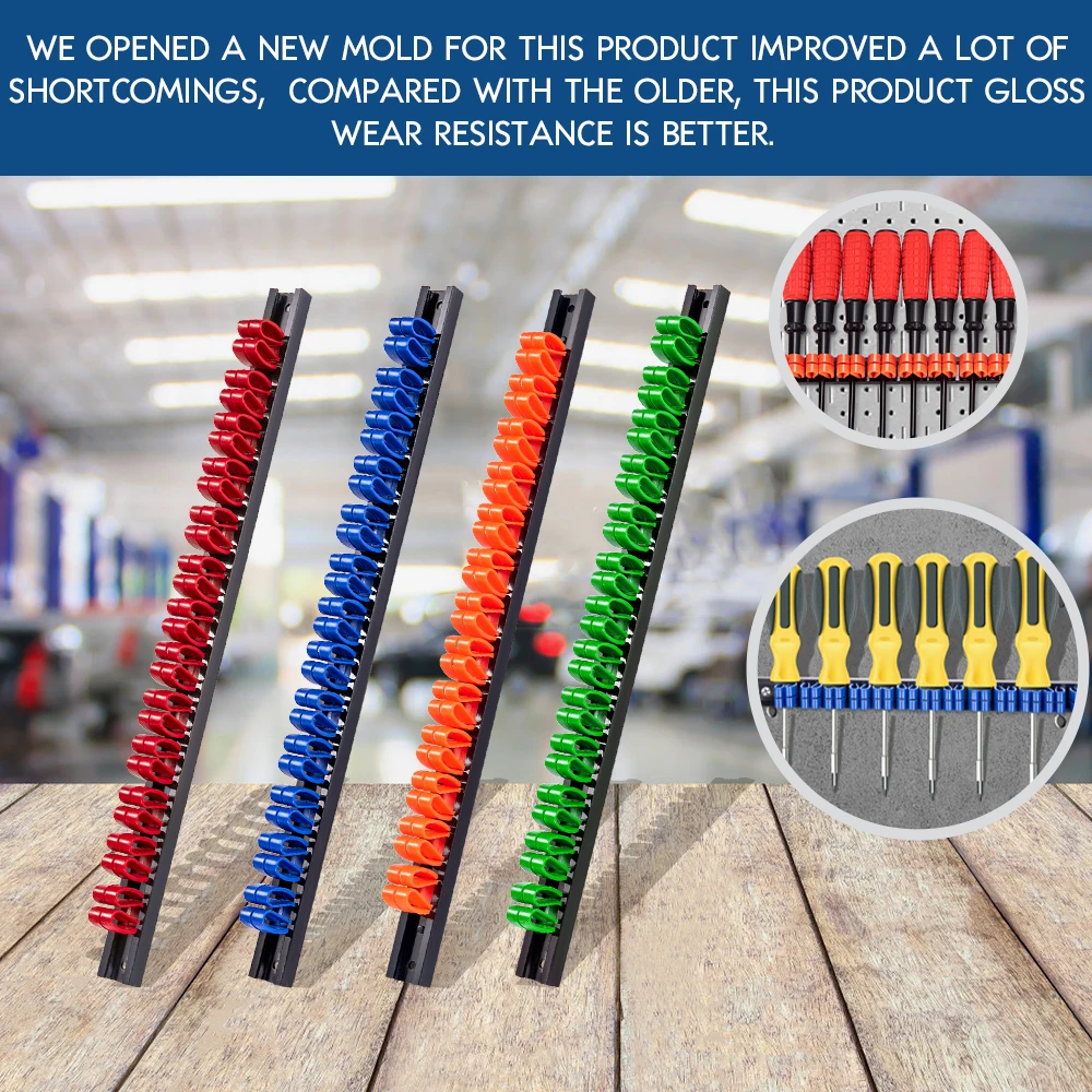 스크루드라이버 및 렌치 오거나이저 수공구 홀더, 클립 포함 플라스틱 레일 렌치 행거, 6 개