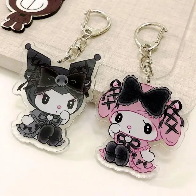 Sanrioed Cute Kawaii Cartoon 10cm Kuromi My Melody Dark Wind Acrylic Bag Pendant Couple Keychain Acrylic Pendant 2