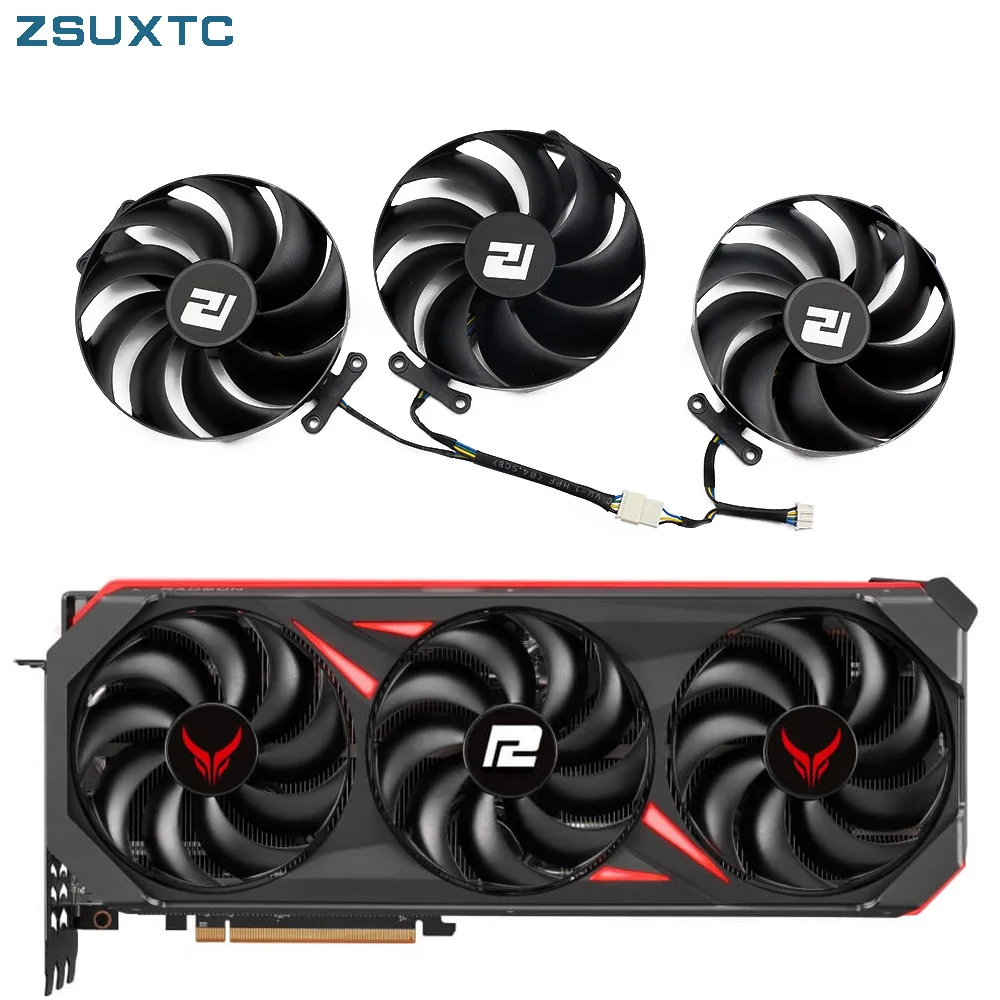 T129215Bu Rx7700Xt 7800Xt Ventola Per Ventola Di Ricambio Per Scheda Grafica Powercolor Radeon Rx 7700 7800 Xt 12Gb Red Devil Oc