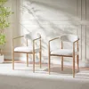 Boucle Dining Chairs Set of 2, Modern Armchairs with Wood Grain Metal Legs for Kitchen, Living Room, Restaurant 1