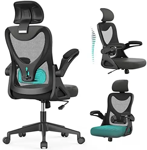 

Chair - Ergonomic Desk Chair with Adjustable 2D Headrest & Lumbar & Armrest, Tilting & Height Adjustment Home Office Acrylic nor