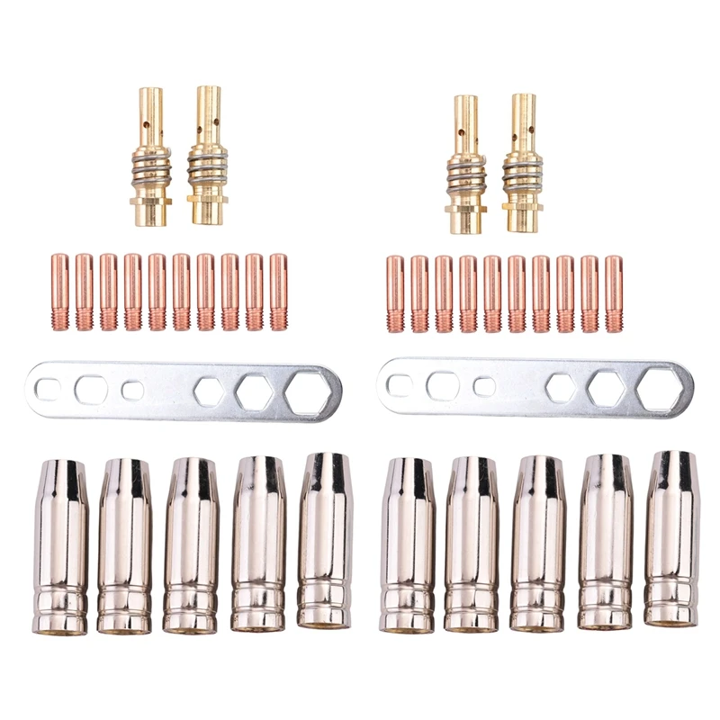 

36Pcs Welding Torch Kit Contact Tip 0.8Mm M6 & Tips Holder Difuser & Shield Cup For Mb15 15Ak Mig Welding Torch