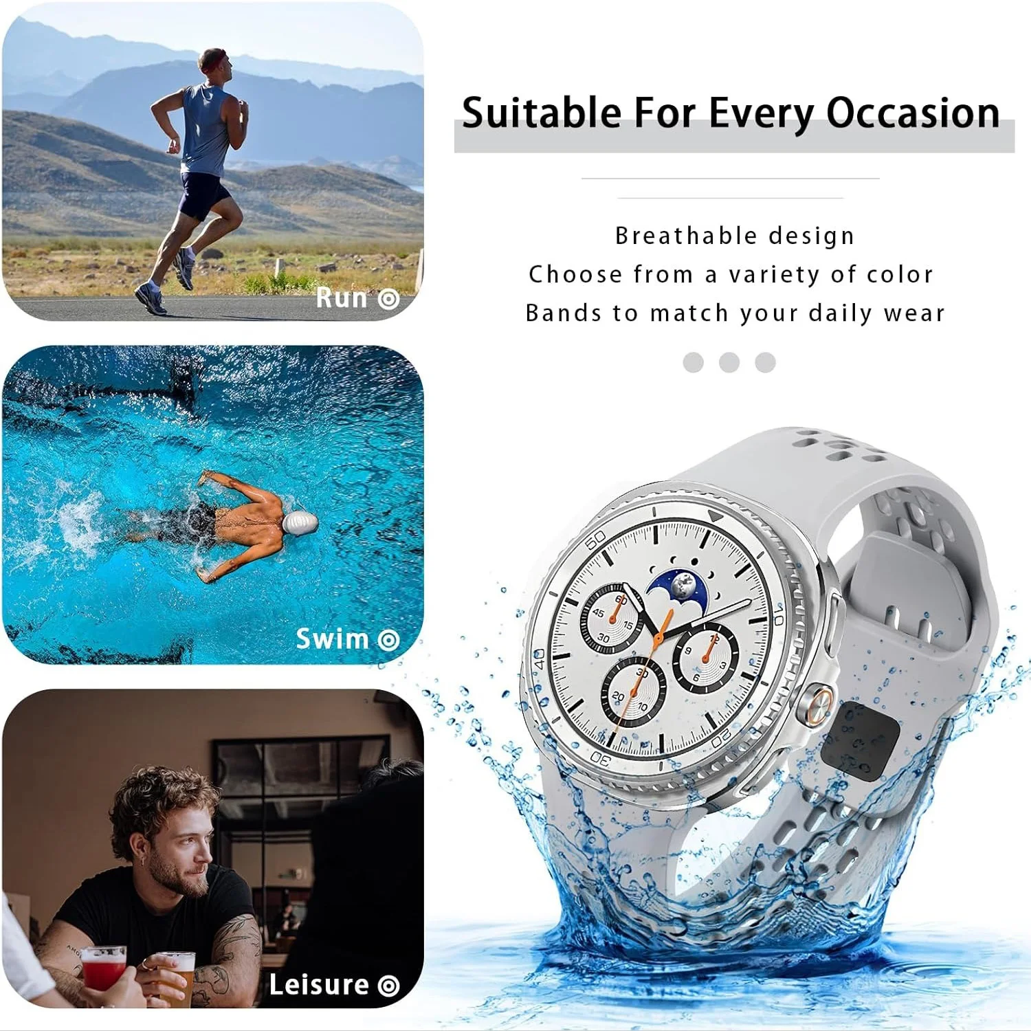 Silicone Sport Strap for Smart Watches - Versatile Silicone Bracelet for Various Models
