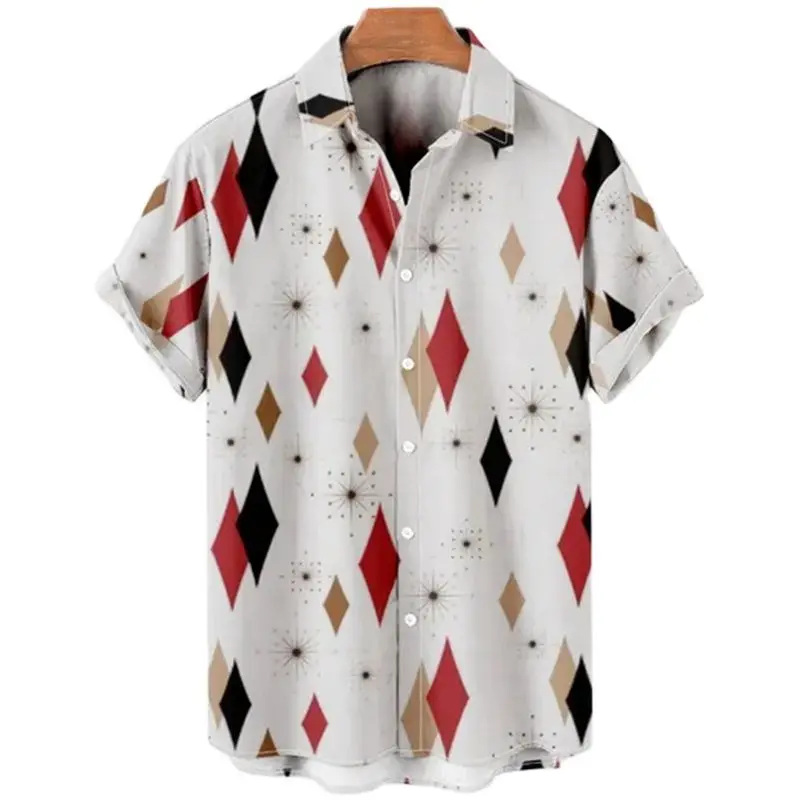 Harajuku Feather Hawaiian Men Shirt Printed Short Sleeve Casual White Street Summer Beach Shirts Men Clothing Summer