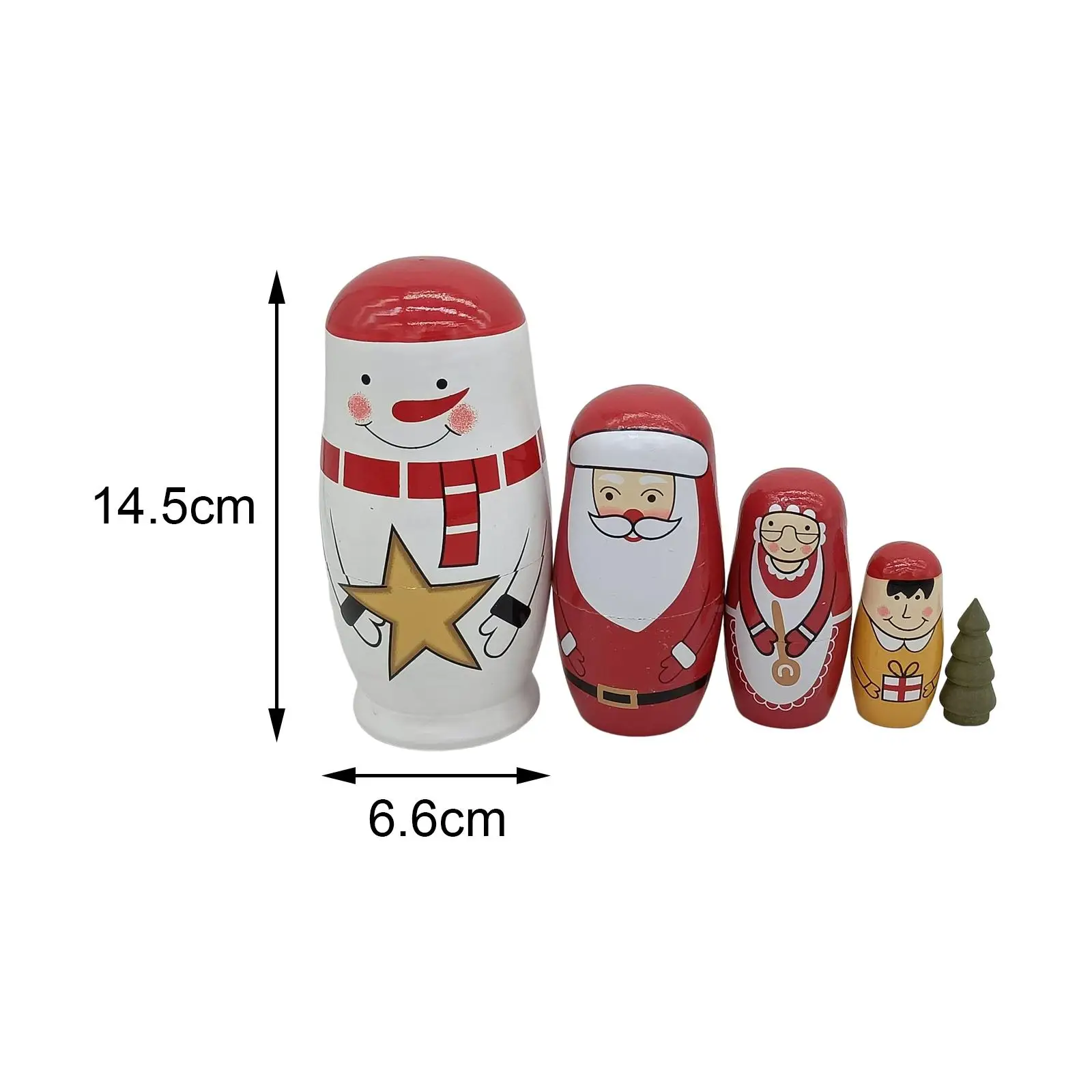5x Handmade Russian Nesting Dolls Stacking Toys Christmas for Toddler Girls