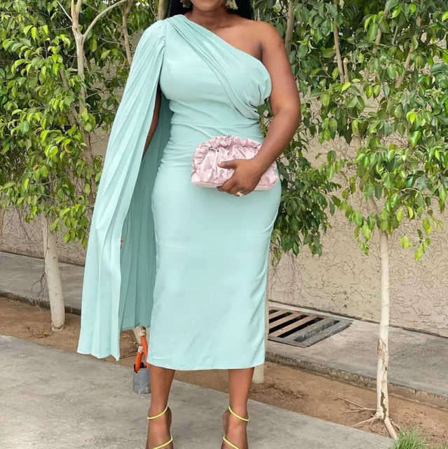 Toyin Oblique Shoulder Pleated Dress