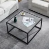 Coffee Tables for Small Space Low Center Table for Living Room Office, Wood Top with Metal Frames, Easy Assembly 1