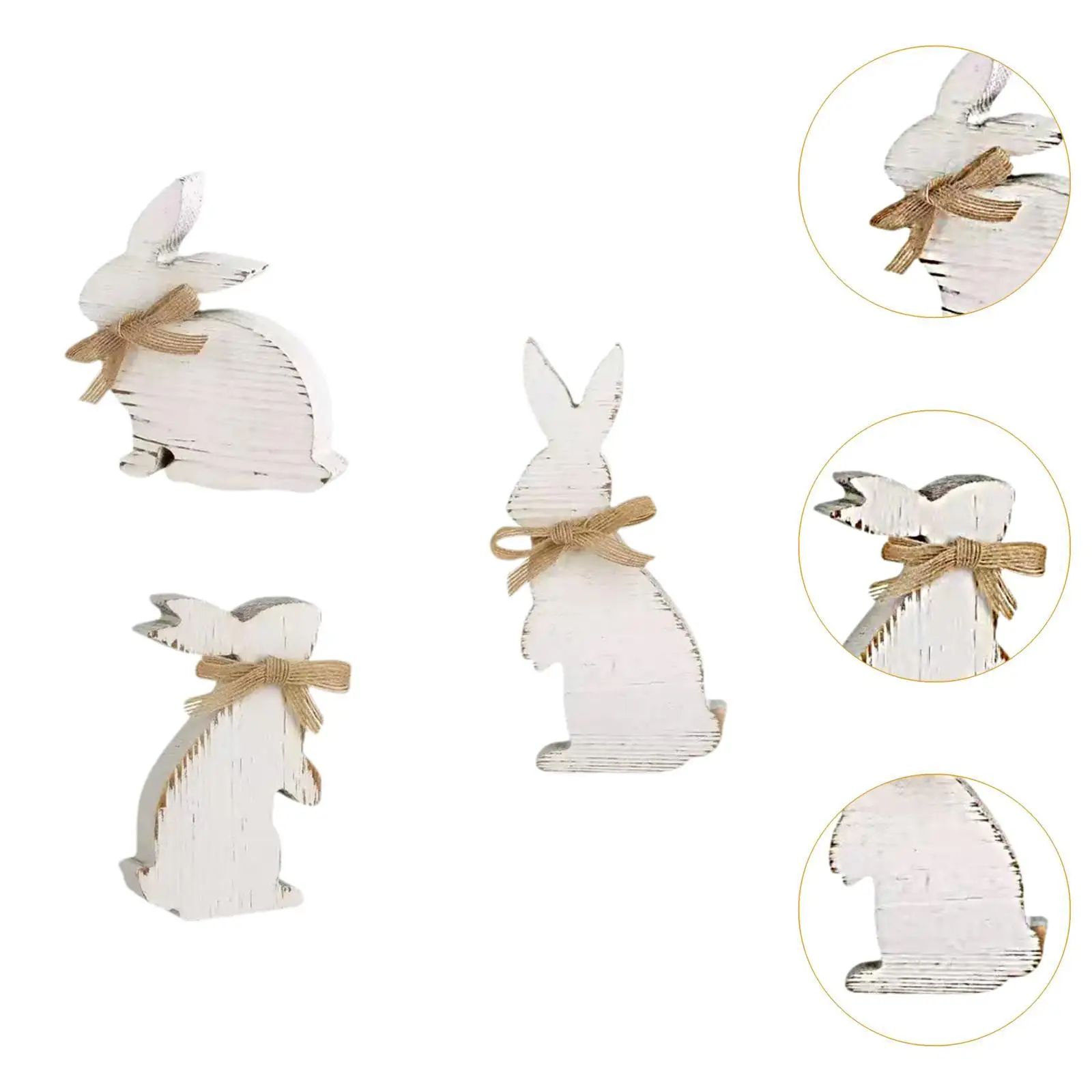 3Pcs Wooden Bunny Signs Easter Table Decorations Indoor Gift Tiered Tray Decor for Holiday Party Office Dining Room Bookshelf