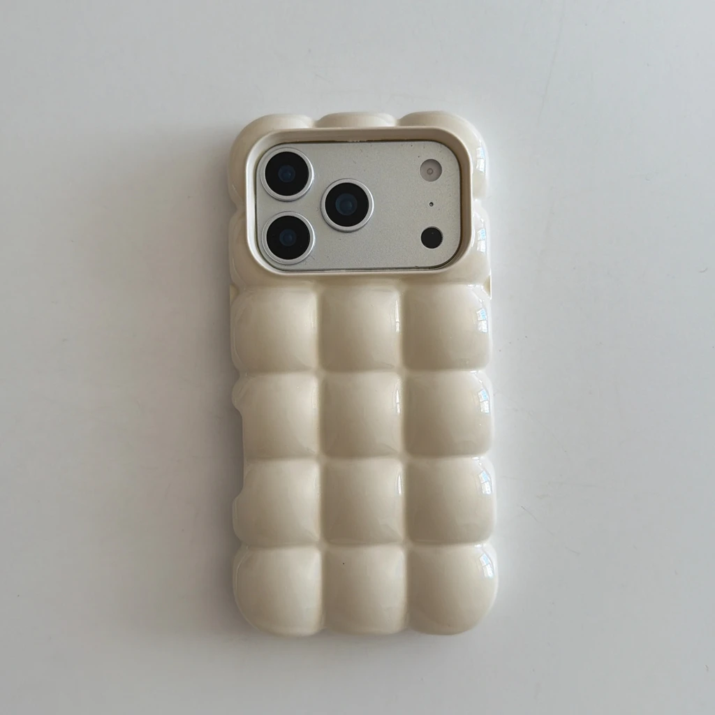 Creative Stereoscopic Bread Grid Pattern Glossy Matte Solid Color Phone Cover Case