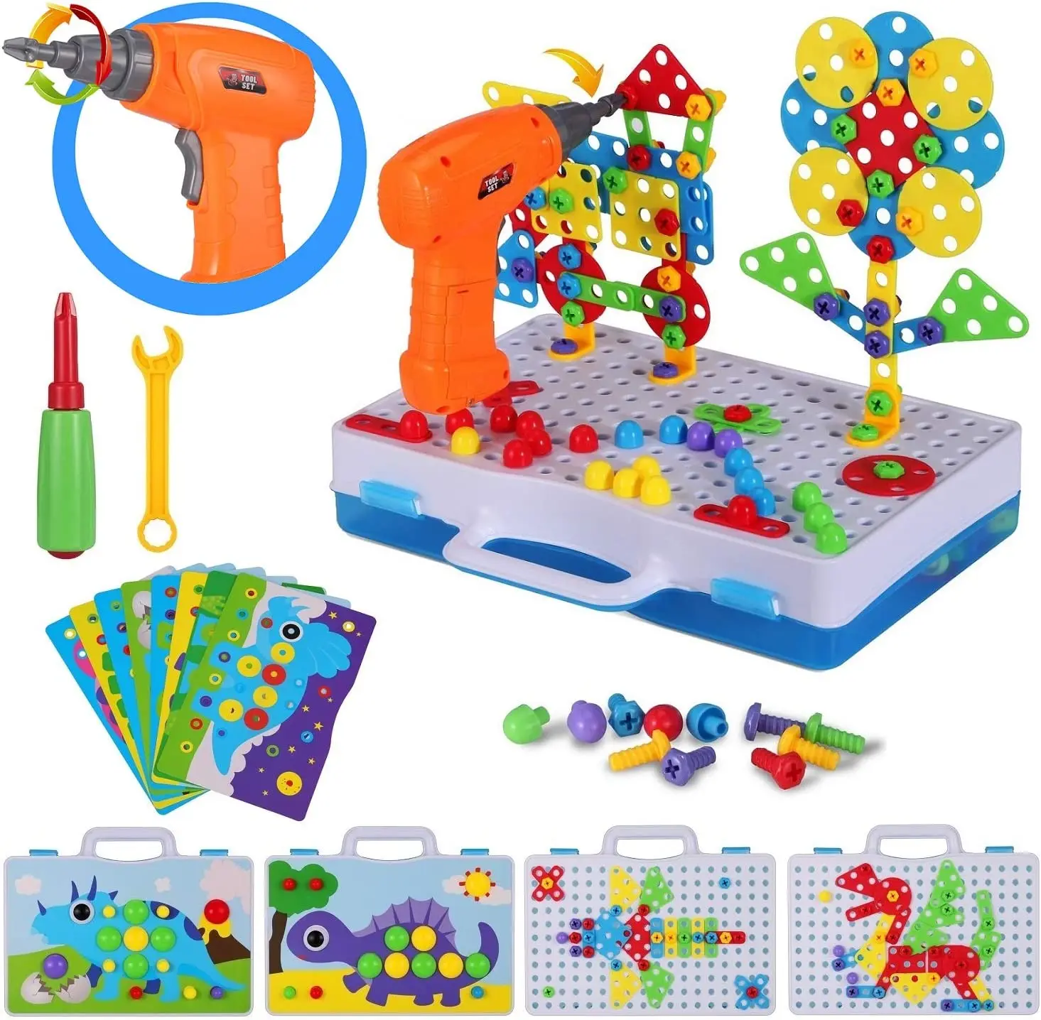 Children Toys for Boys Pretend Play Tool Set Screwdriver Drills Puzzle  Montessori Game Furadeira Fingir Jogar Building Toy Gift