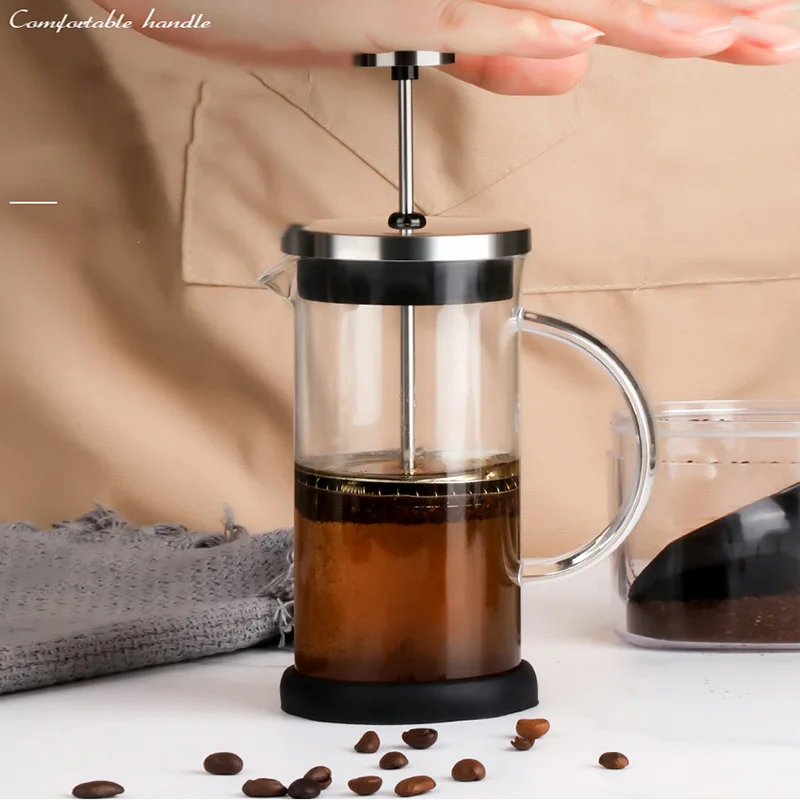 Heat-resistant Glass French Press 350ml/600ml/1000ml with Triple Filters  Tea Brewer Coffee Pot Maker Barista Coffee Carafe - AliExpress