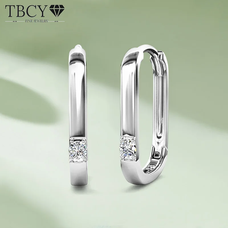 

TBCYD 2mm Moissanite Oval Hoop Earrings For Women Passed Diamond Tester 925 Sterling Silver Lab Diamond Ear Buckles Fine Jewelry