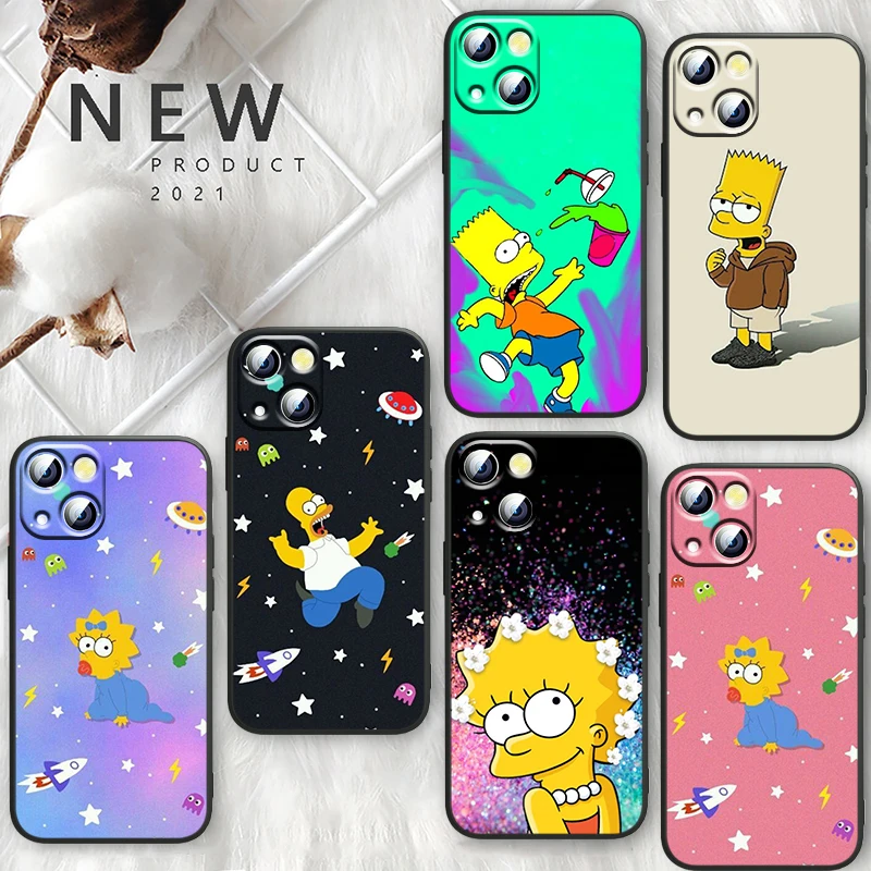 

Fashion Simpsons Family Case For Apple iPhone 14 13 12 11 Pro Max Mini XS Max X XR 7 8 Plus SE2020 TPU Black Phone Cover