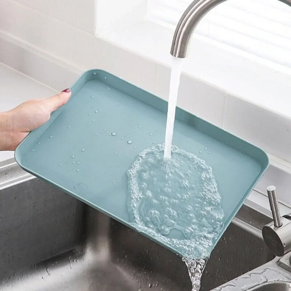 Restaurant Plastic Serving Tray Home Tea Fruit Dessert Tray Anti-Slip Resistant Food Cooking Storage Kitchen Organizer storage tray kitchen tray