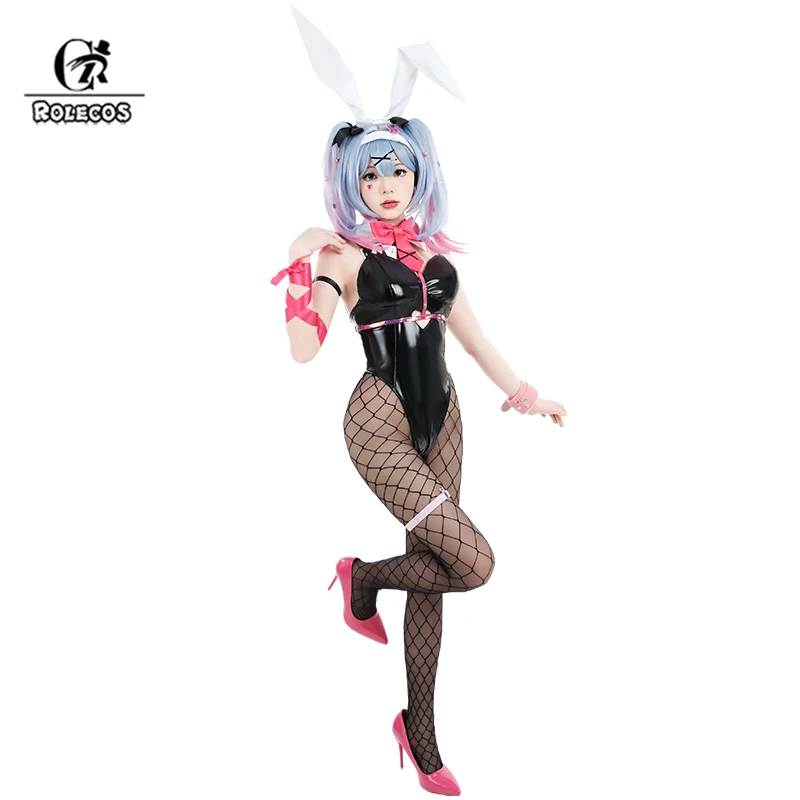 ROLECOS Black Jumpsuit Rabbit Hole Bunny Girl Costume Halloween Sexy Women  PU Leather Fabric Elastic Cosplay Bunny Suit Outfit - AliExpress 200000532