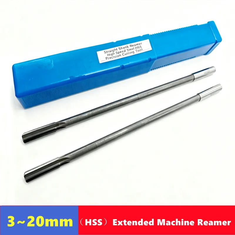 HSS H7 Verlängerter Gerader Schaft-Maschinenreibahle 3-20mm, 100, 200, 300, 400mm Gesamtlänge, Geeignet für Mechanische Spannrahmenreibahlen