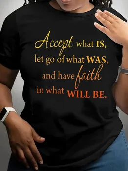 Accept What Is Women's Tee - Inspirational Faith Quote Graphic Black Top 1