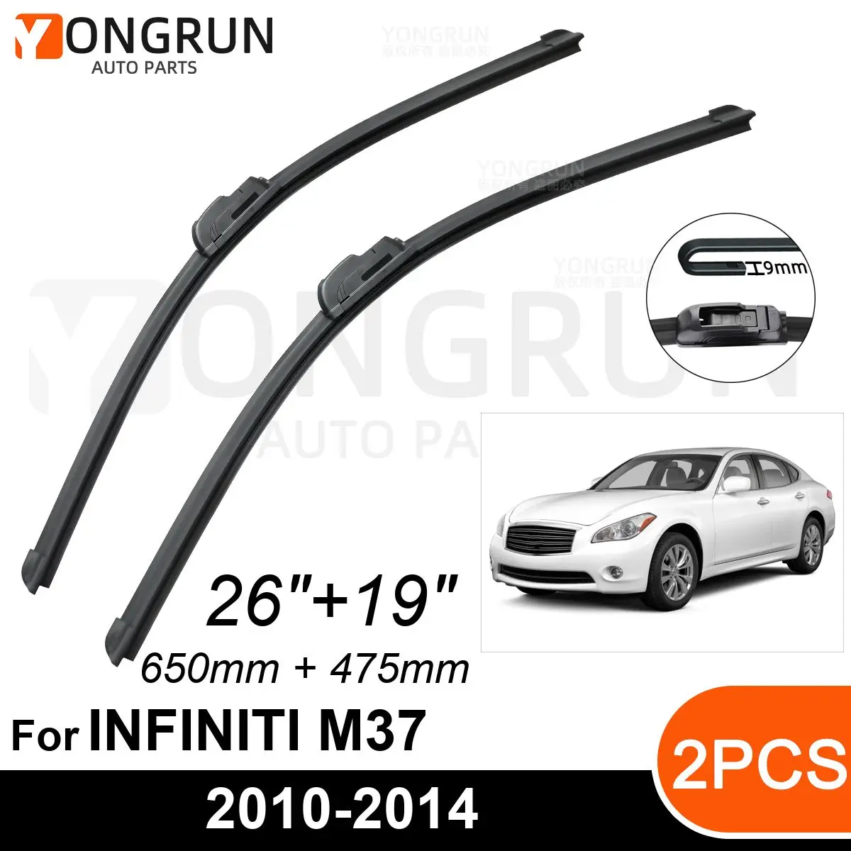 Car Front Windshield Wipers For INFINITI M37 2010-2014 Wiper Blade Rubber 26