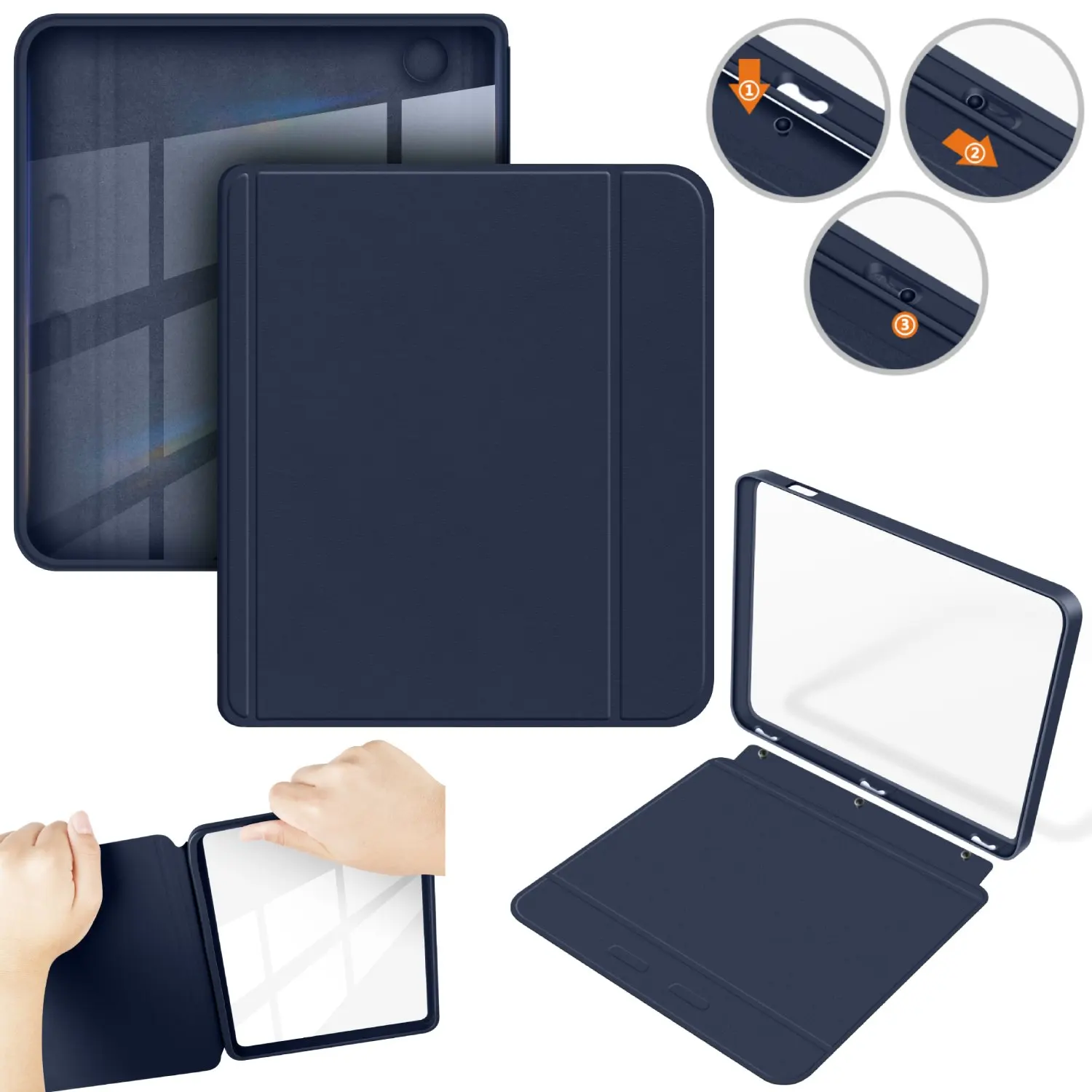7 Detachable 2-in-1 Clear Acrylic and PU Leather E-Reader Case