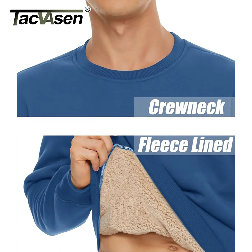 TACVASEN-Thicken Fleece Crewneck camisola para homens