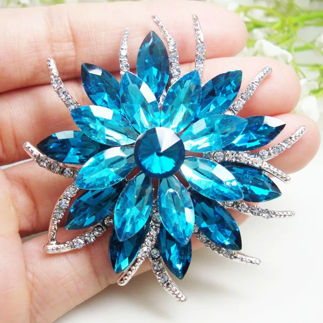 Women's Crystal Pearl Flower Brooches Elegant Rhinestone Floral Statement  Brooch Pins Fashion Jewelry Accessories for Women Girl Gift