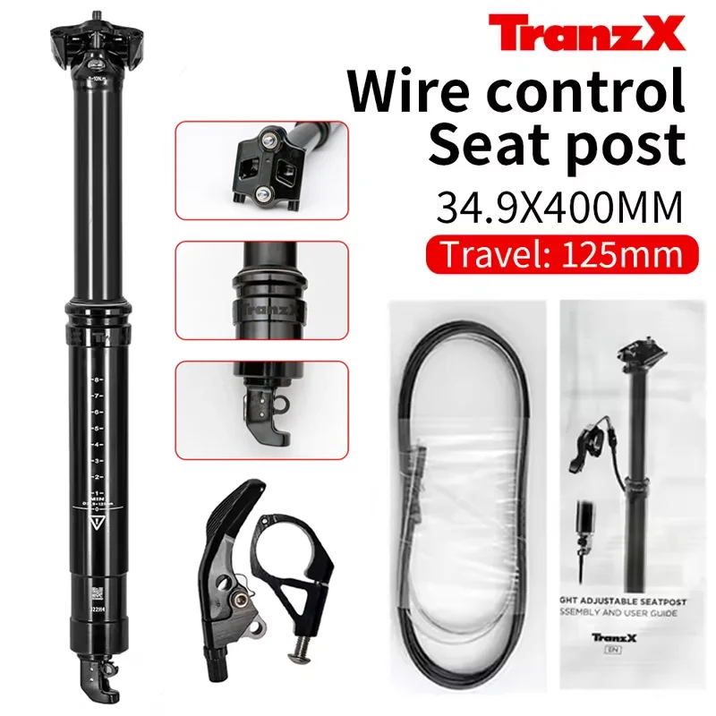 Tranzx Dropper Seatpost 34.9mm MTB Seatpost 125mm Travel TranzX