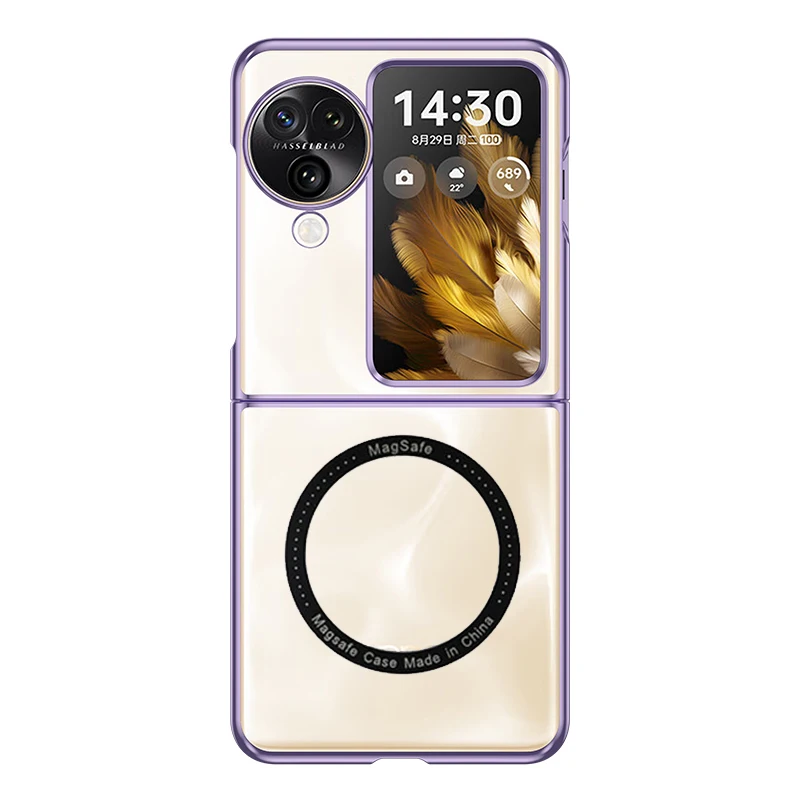 Luxury Magnetic For Magsafe Wireless Charging Phone Case For OPPO Find N3 N3Flip Transparent Hard Pc Shockproof Cover N3Flip