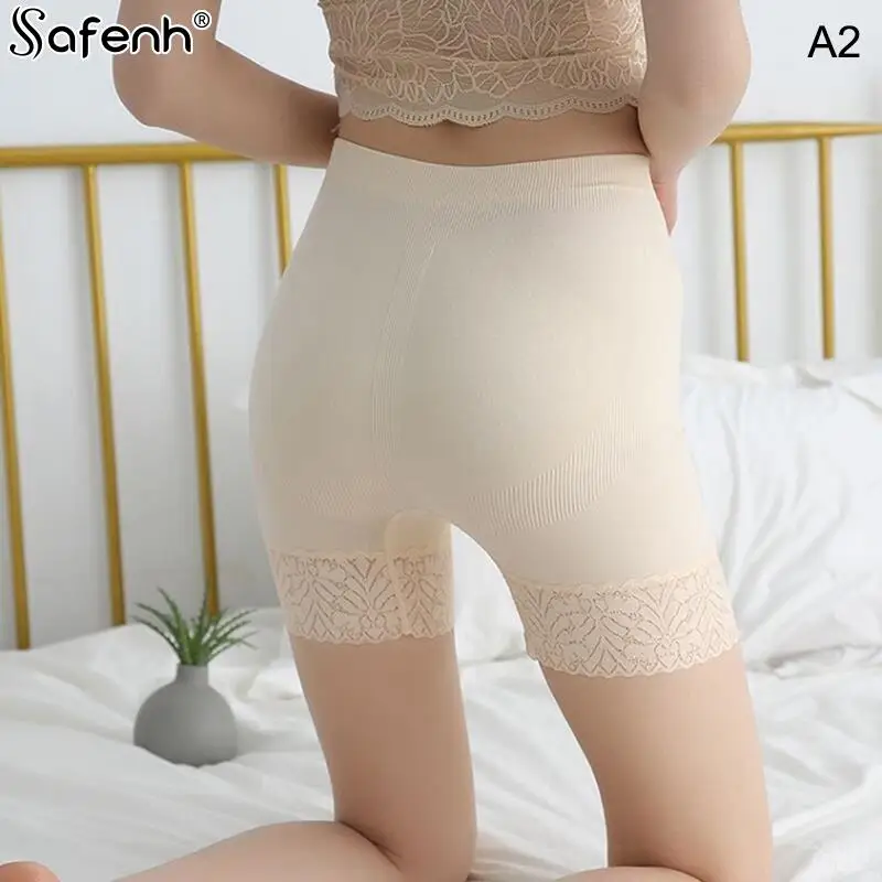 High Waist Shorts 1PCS Summer Women Safety Underwear Seamless Lace Edge Thin High Waist Safe Pants Female Boxers Under Shorts Anti-light Legging