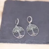 Chandler Stainless Steel Tree of Life with a DNA Trunk Hoop Earrings Genealogy Gift Birthday Party Jewelry Gift for Women 1