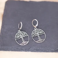 Chandler Stainless Steel Tree of Life with a DNA Trunk Hoop Earrings Genealogy Gift Birthday Party Jewelry Gift for Women 1