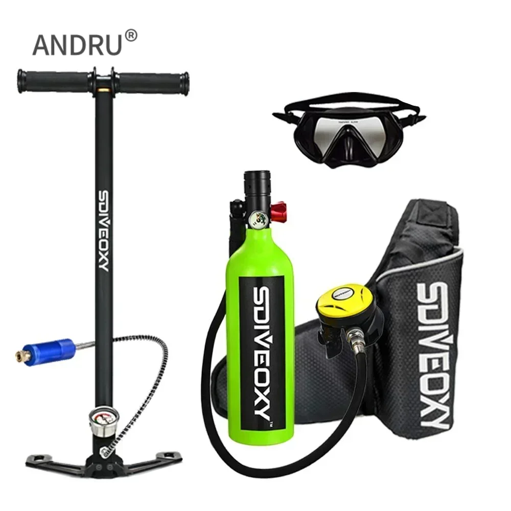 Lung Tank Diving mini underwater cylinder Scuba Oxygen 1L Cylinder Underwater Breather with Breathing Valve C Set scuba cylinder tank