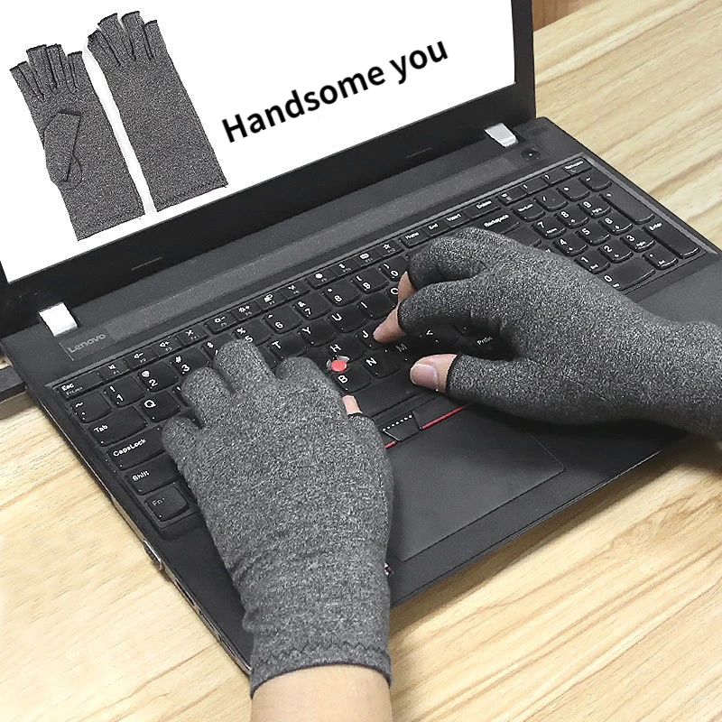 1pair Arthritis Therapy Fingerless Compression Gloves Touch Screen