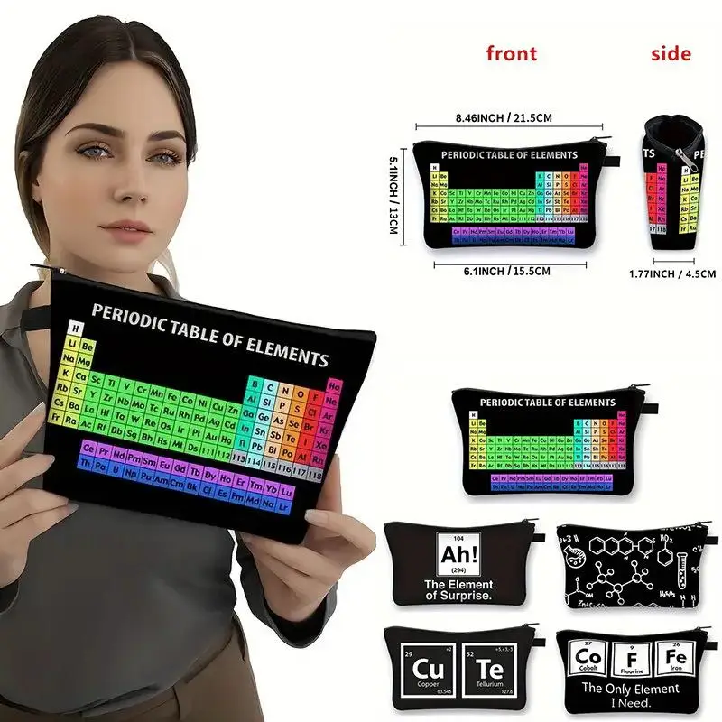 Periodic Table Of Elements Print Home Storage Bag Women Beauty Makeup Bags Girls Cosmetic Case Lipstick Small Pouch Gift