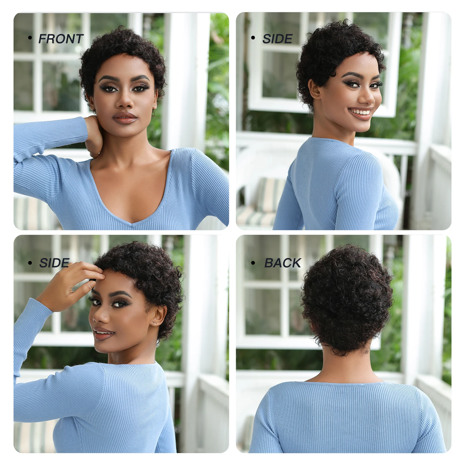 Kinky Curly Wigs Short Pixie Cut Wigs for Black Women Human Hair Brazilian Curly Human Hair Wigs Full Machine Made Glueless Wig