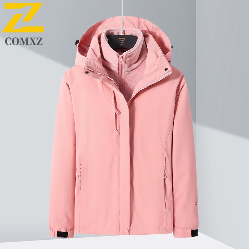 EIAO Winter Waterproof Windproof  Thermal Jacket for Hiking Camping Fishing Outdoor Sports Detachable Hood Snowproof Windbreaker