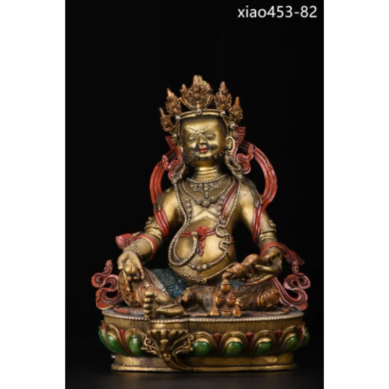 

Tibet Old China antique Pure copper Color painting Huang Caishen Statues