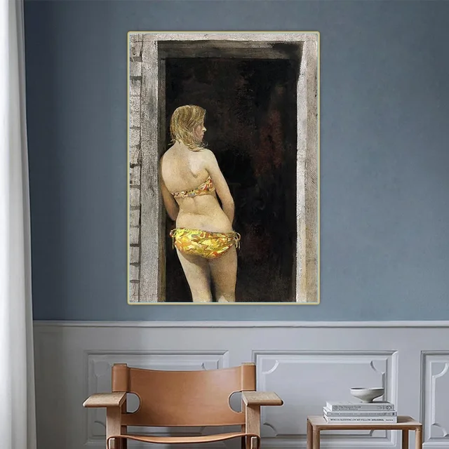 Andrew Wyeth "บิกินี่ 1968 "ผ้าใบภาพวาดงานศิลปะภาพโปสเตอร์สุนทรียศาสตร์ Wall Decor ห้องนั่งเล่นตกแต่ง 1