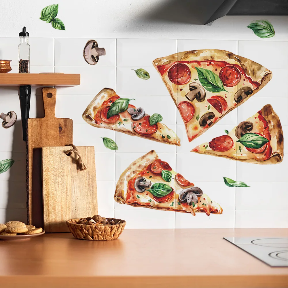 Wall Stickers Kitchen Restaurant Pizza Background Decor PVC 1PCS