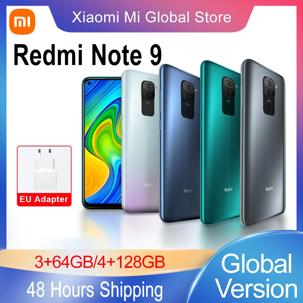Global Version Xiaomi Redmi Note 9 3GB RAM 64GB 128GB ROM Smartphone MTK Helio G85 Octa Core 48MP Quad Rear Camera 5020mAh Cell |