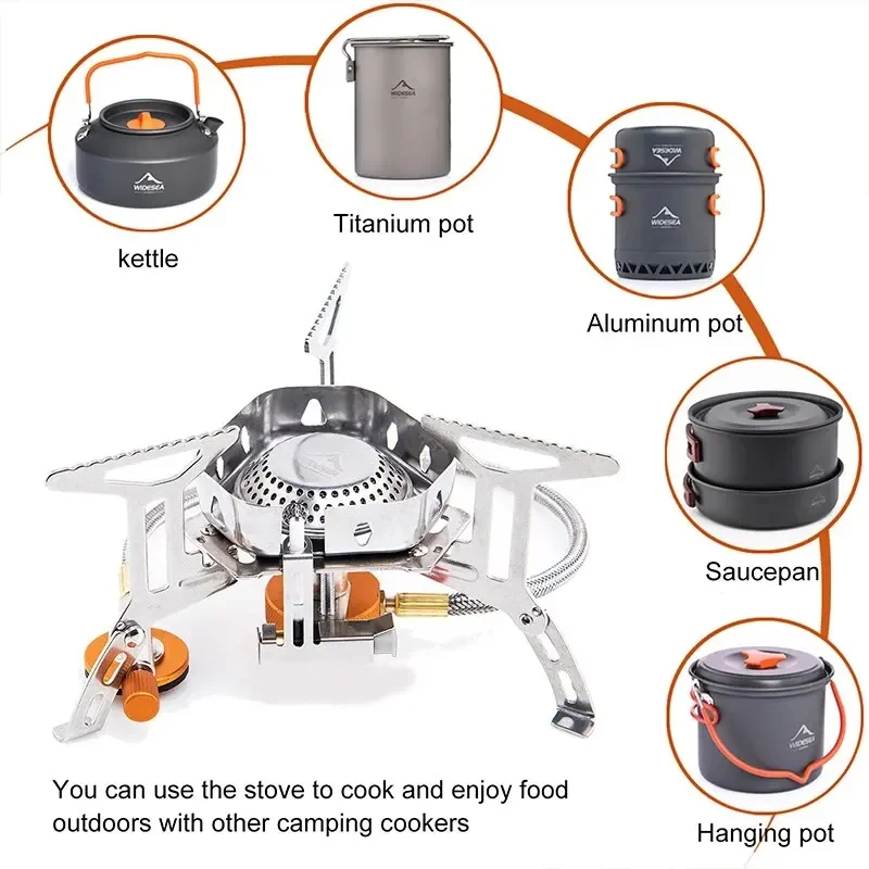 Camping Gas Stove Widesea Wind Proof Outdoor Strong Fire Stove Heater Tourism Equipment Supplies Tourist Kitchen Survival Trips