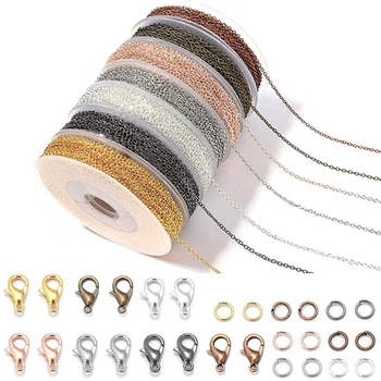 1 Set 3m Catena portacavi in ferro Catene sfuse Catena a maglie con anelli di salto Chiusure a moschettone Creazione di gioielli Set Materiali per collana fai da te 1